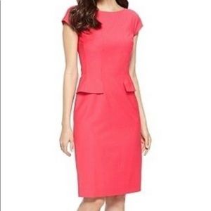 NWT Hugo Boss Dinaro pink peplum wool blend dress